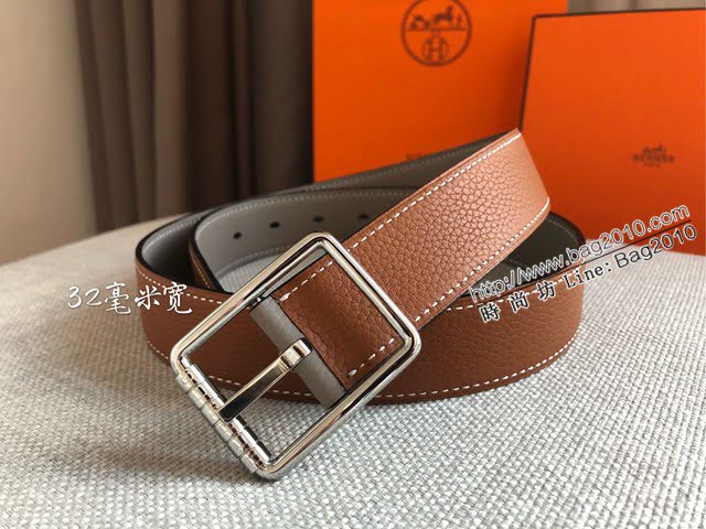 HERMES高端男士皮帶 愛馬仕CODE 32 REVERSIBLE BELT皮帶 愛馬仕金屬扣雙面用腰帶  jjp1117